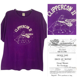Vtg 1985 Clippercon II Star Trek Sci Fi Convention Sz XL Single Stitch T Shirt